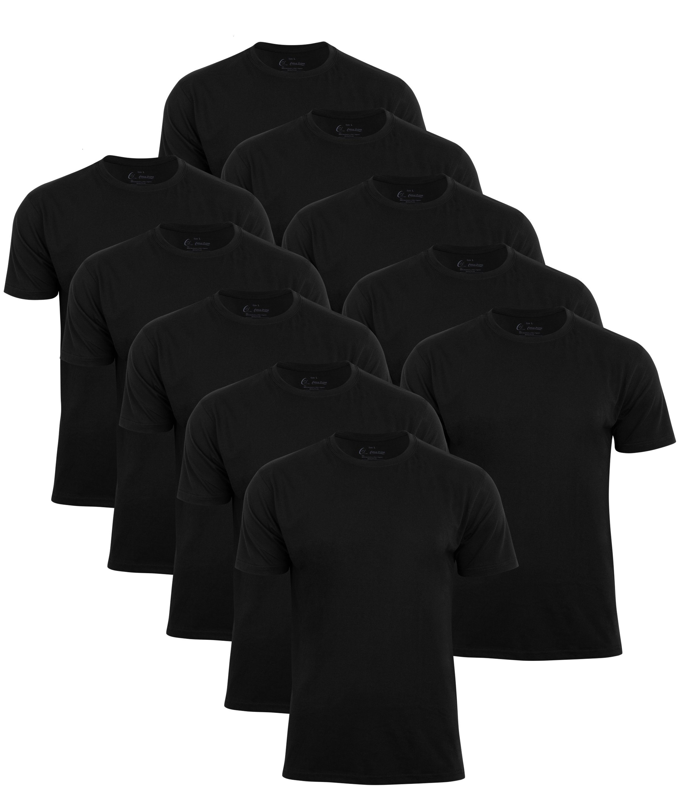 Cotton Schwarz O-Neck T-Shirt Prime® Tee -