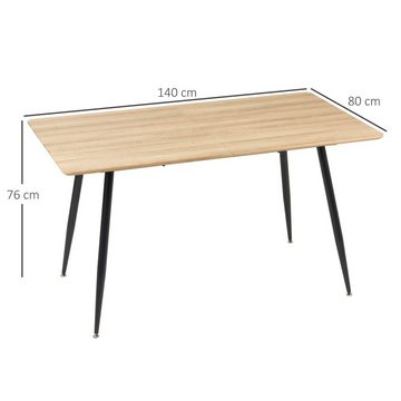 HOMCOM Esstisch Esszimmertisch für 4 Personen (Speisetisch, 1-St., Küchentisch), BxLxH: 80x140x76 cm