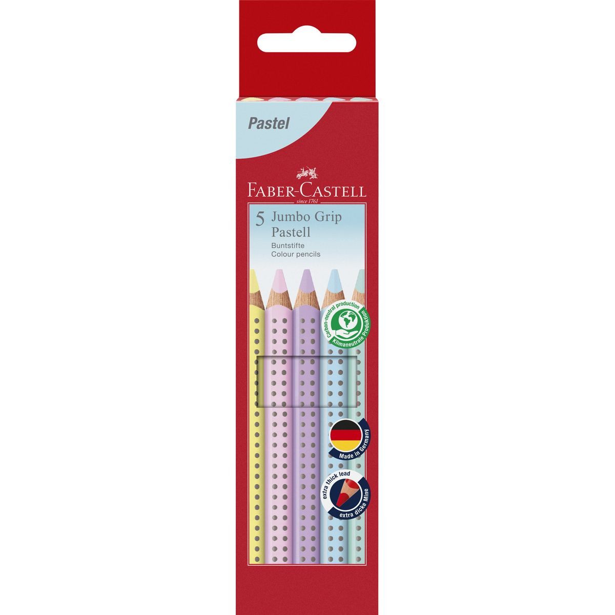 Faber-Castell Buntstift FABER-CASTELL Buntstifte Jumbo Grip pastell 5 Stück Kartonetui