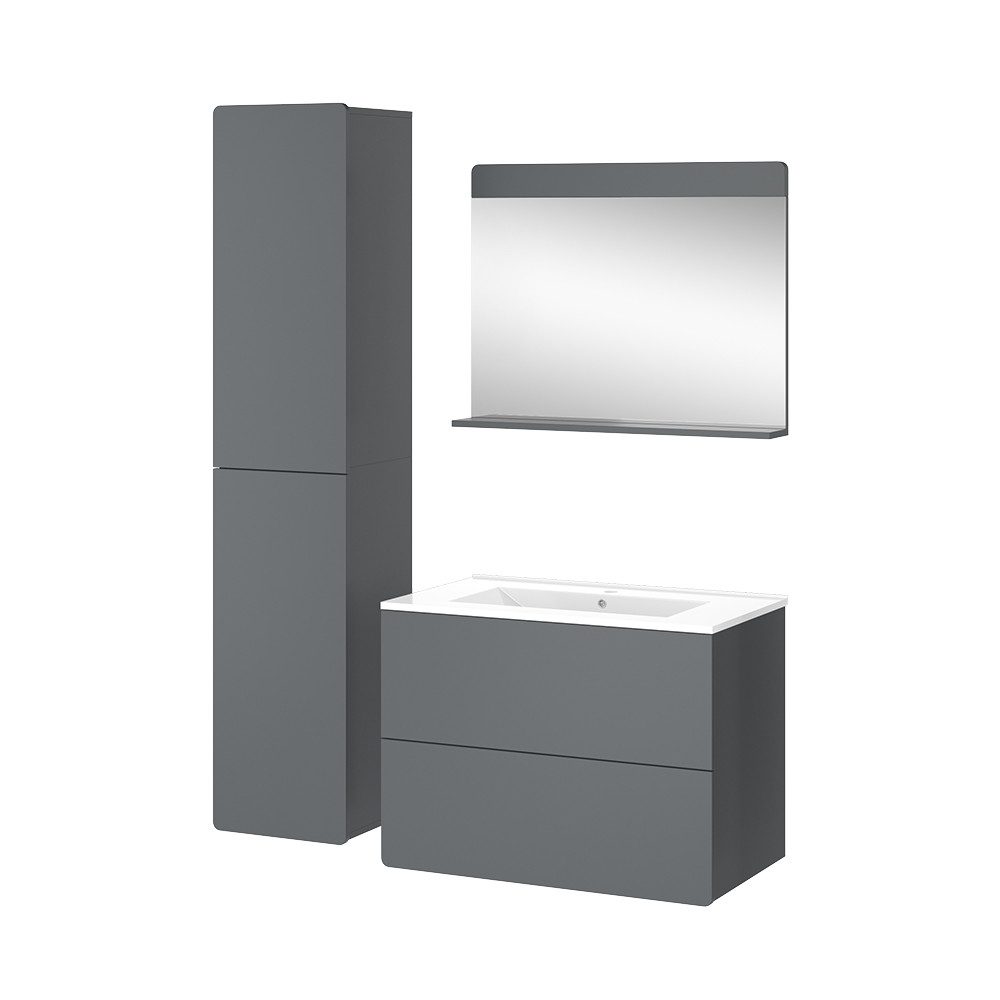 Vicco Badmöbel-Set Izan, Grau, 4 Teile günstig online kaufen
