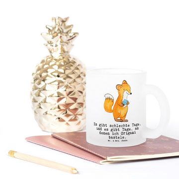 Mr. & Mrs. Panda Teeglas Fuchs Origami - Transparent - Geschenk, Teeglas, Teetasse, Papierfalt, Premium Glas, Edler Aufdruck