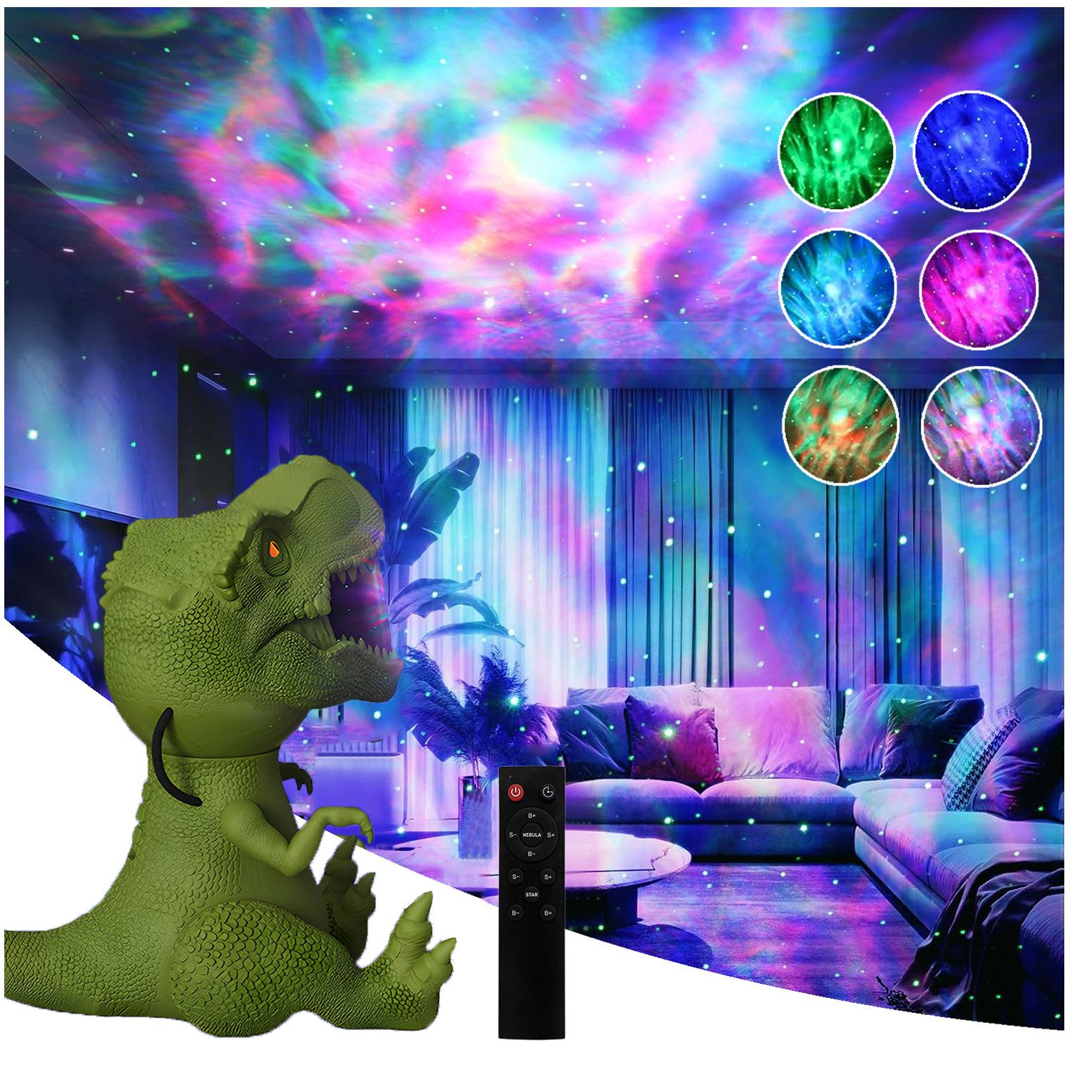 Rosnek Projektionslampe Sternenhimmel Projektor Dimmbar, Dinosaurier Nachli günstig online kaufen