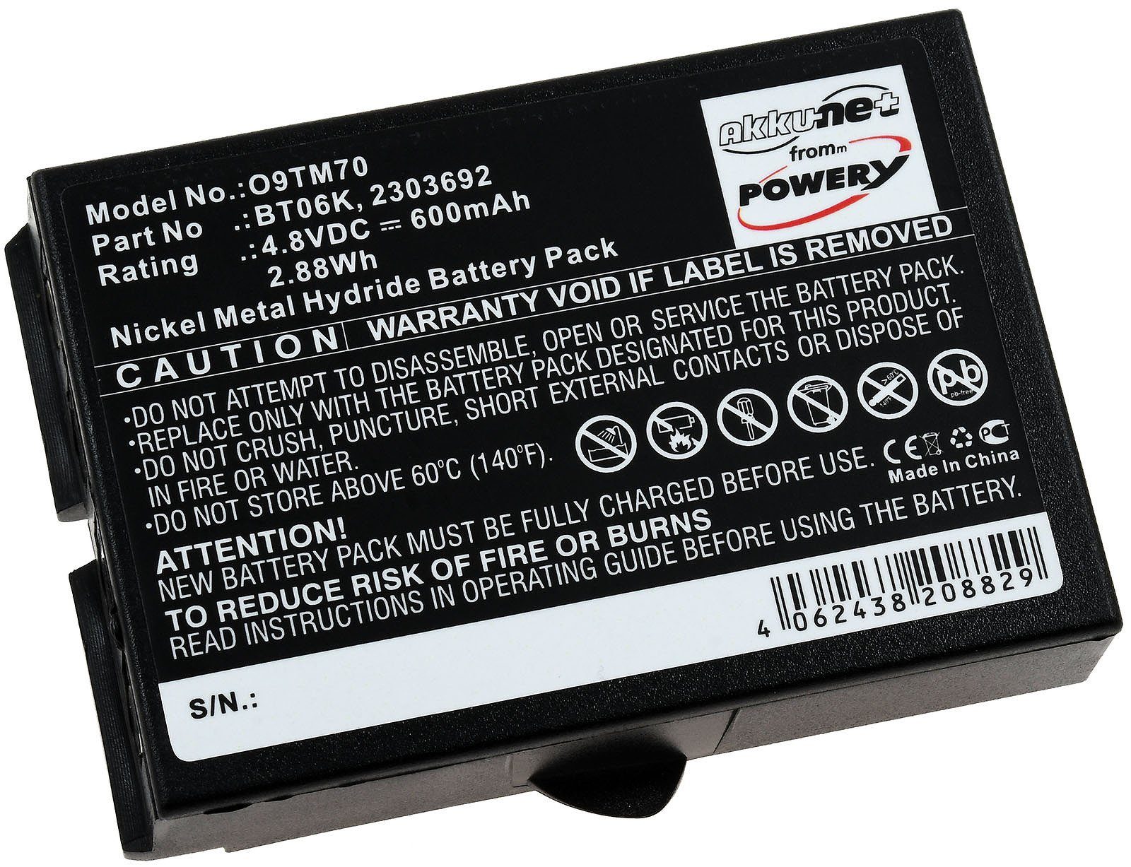 Powery Akku für Ikusi Typ 2303692 Akku 600 mAh (4.8 V)