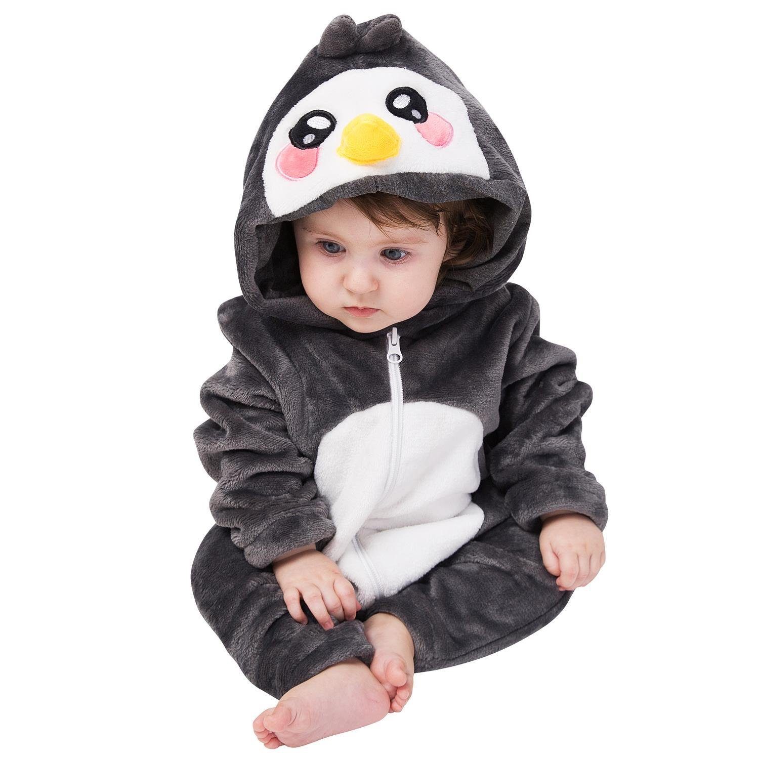 Corimori Strampler Baby Onesie Jumpsuit Kostüm in den Größen 60-90cm (1-tlg) Strampler, Fasching, Kigurumi, Tierkostüme, Babys, Pinguin "Pablo"