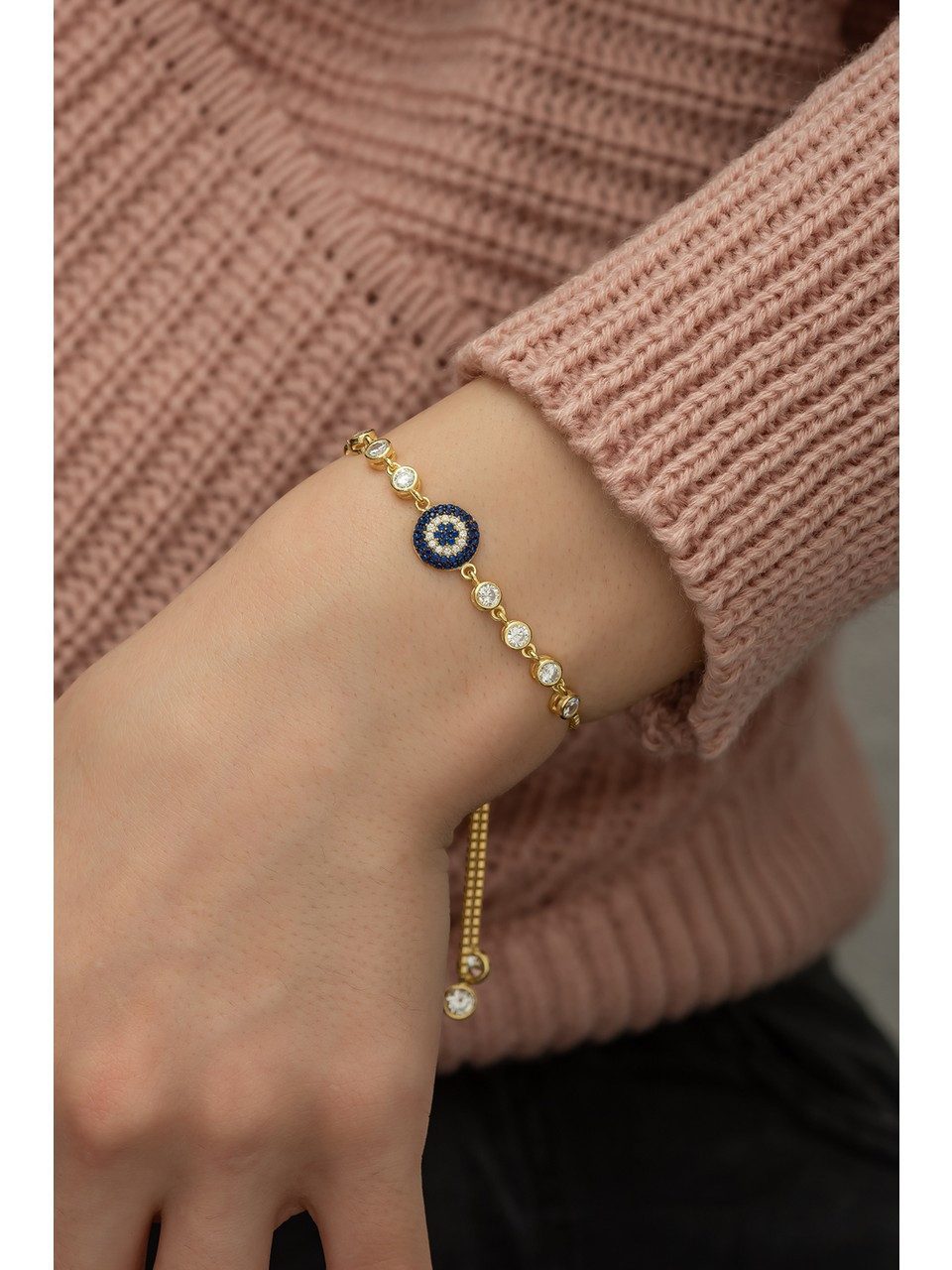 Nisan Ketten und Armband Set, 925 Silber Damenarmband – Vergoldetes Nazar A günstig online kaufen