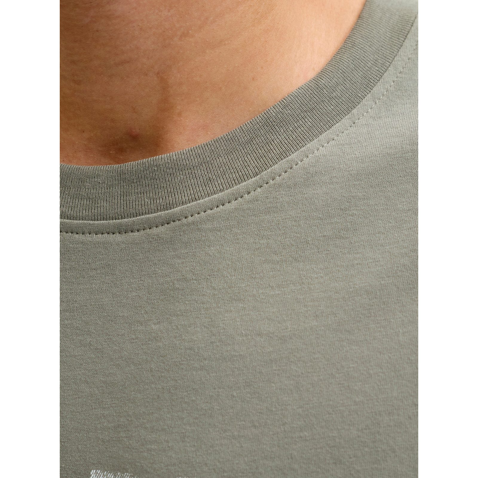 Jack & Jones Rundhalsshirt Jack&Jones Übergröße T-Shirt khaki Logoprint JJDEVIN