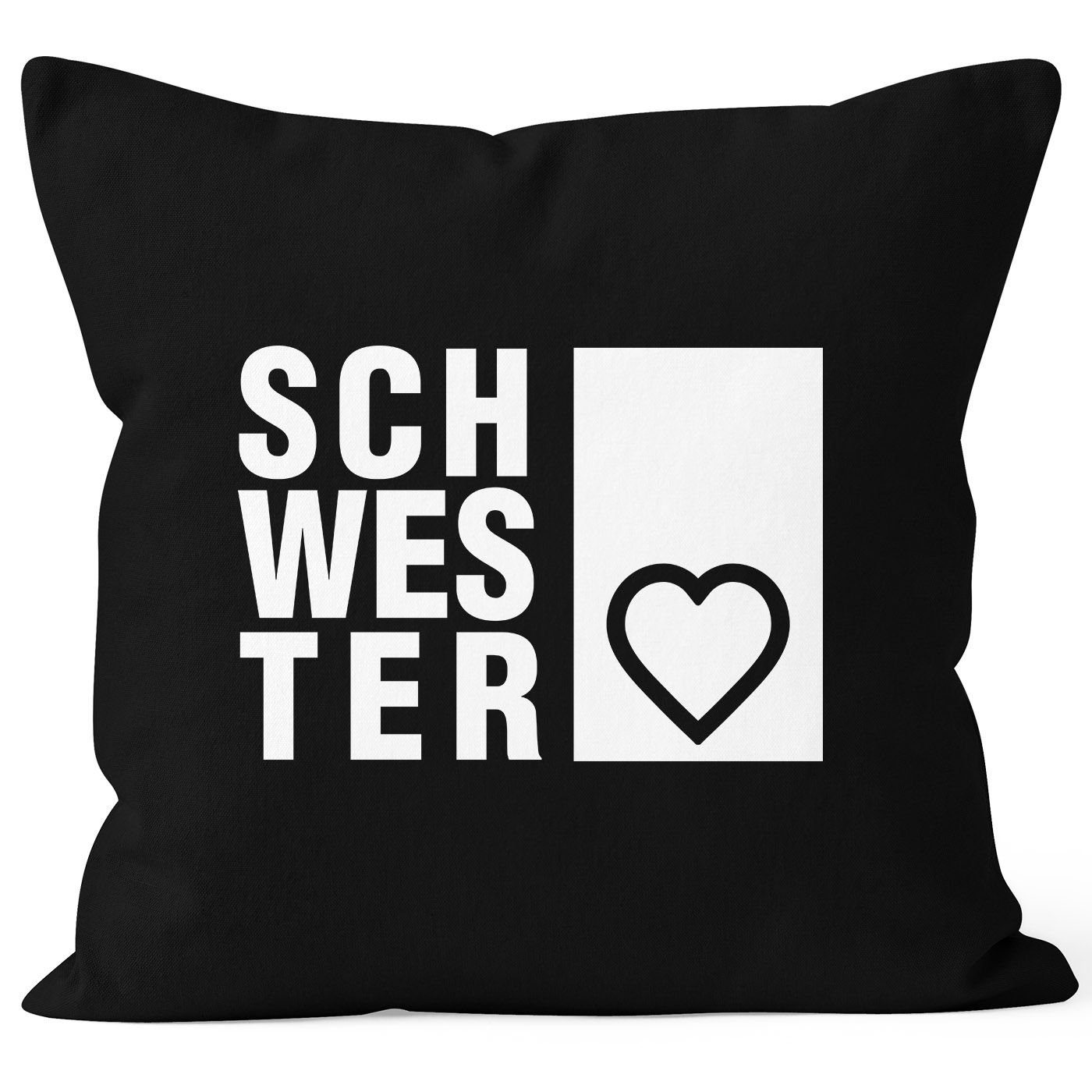 MoonWorks Dekokissen Kissenbezug Schwesterherz Schwester Geschenk Geburtstag 40x40 Moonworks® schwarz