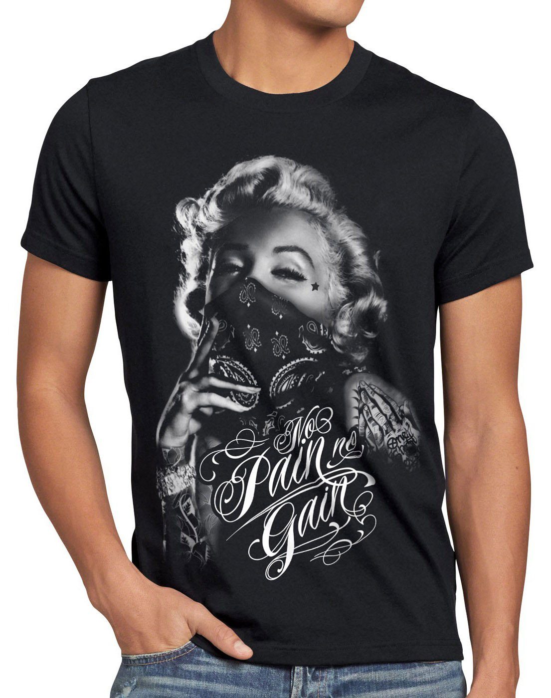 style3 T-Shirt Marilyn No Pain Tattoo monroe ink punk rock tätowiert bike rockabilly