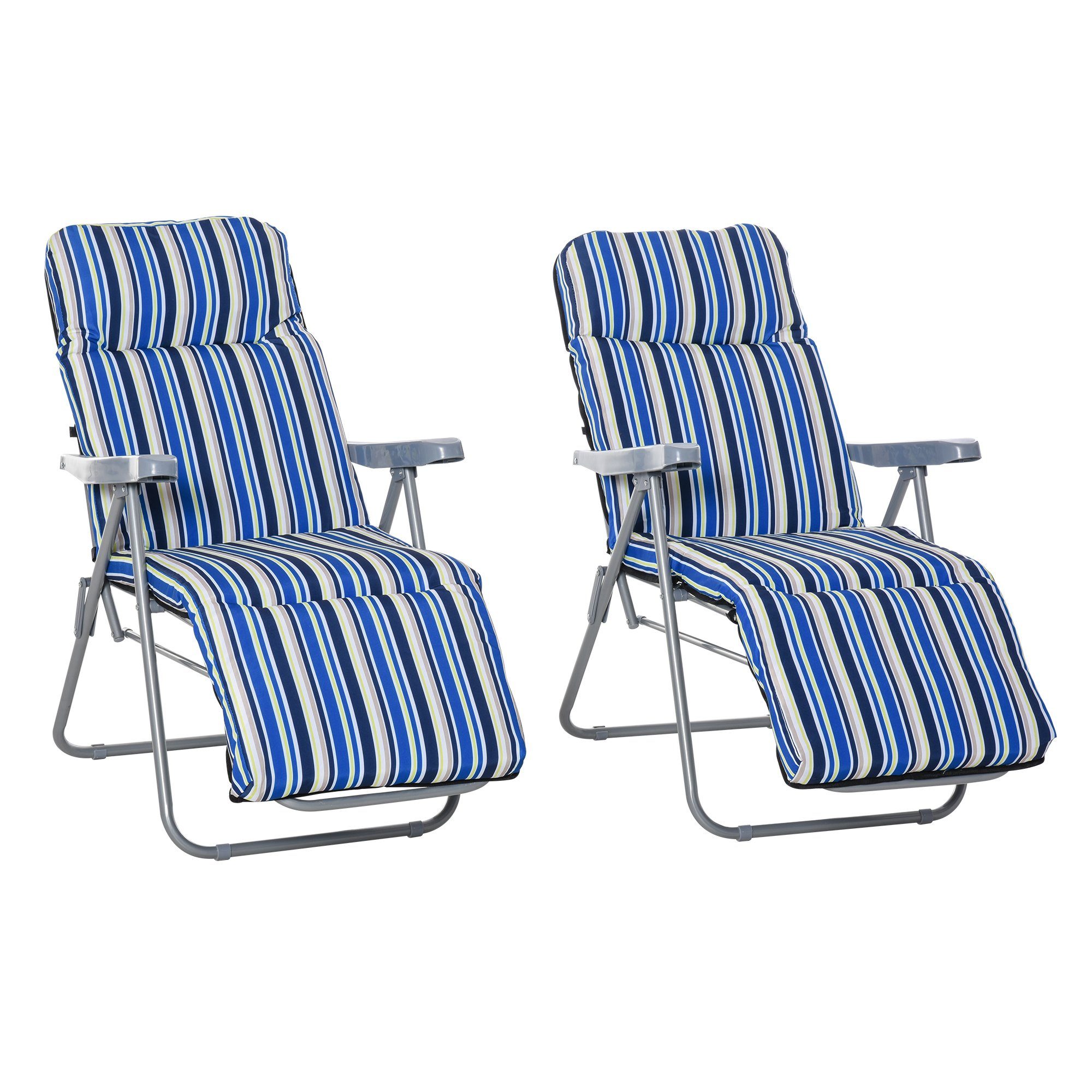 Outsunny Gartenliege Gartenliege Gartenmöbel Set Stahl Polyester 60 x 75 x 65-102 cm, Set, 2 St., Lounge Chair, klappbar