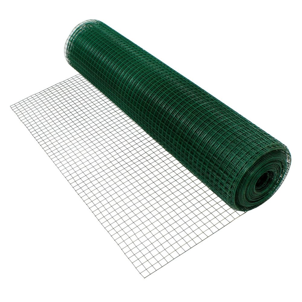 ECD Germany Volierendraht Drahtgitter Stahl verzinkt Maschendraht 4-Eck Drahtzaun Schweißgitter, (1-St), Grün Maschendrahtzaun 1x25 m Maschengröße 19x19mm Drahtstärke 0,75 mm