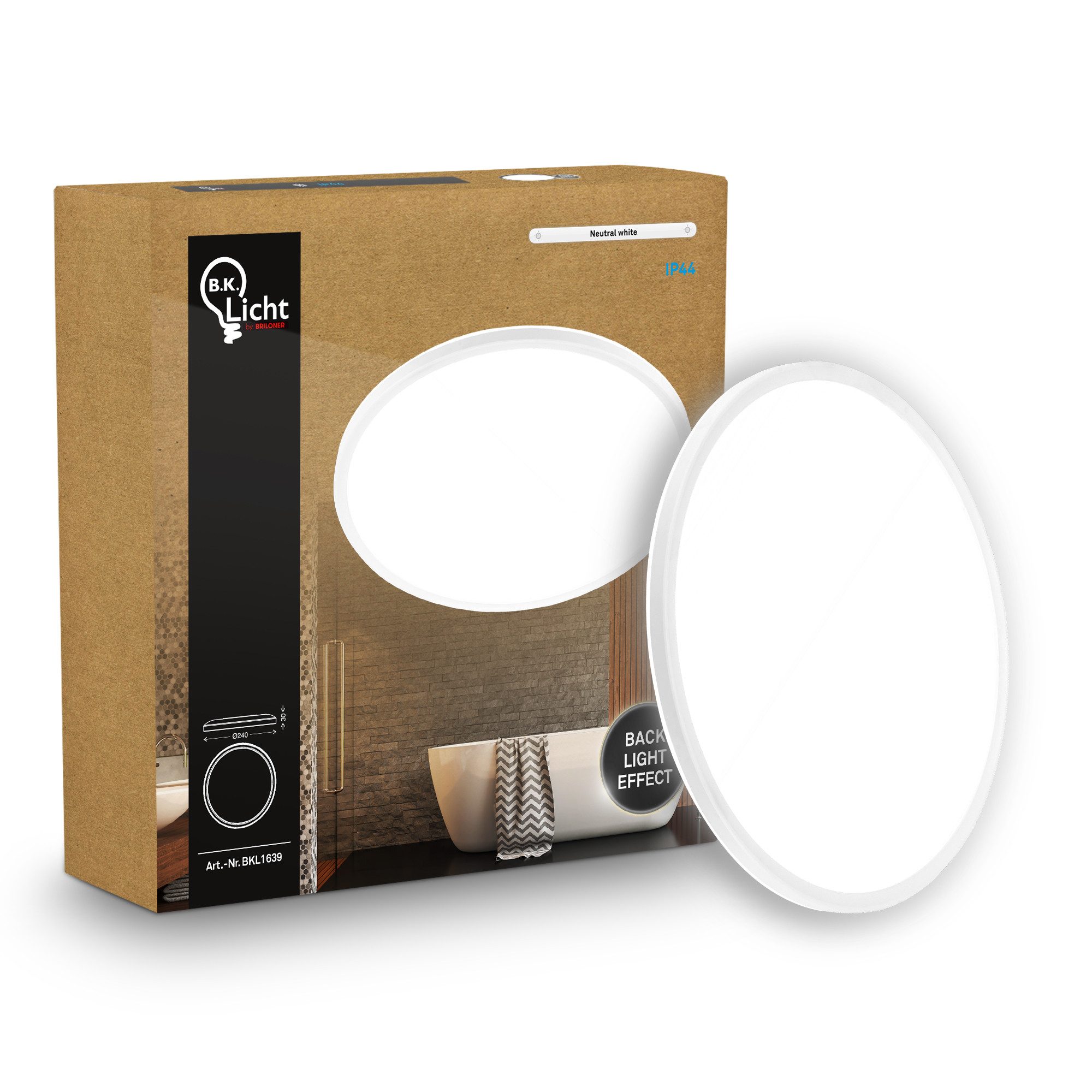 B.K.Licht LED Deckenleuchte Panel Flach 30mm Backlight Effekt LED Deckenlampe Wohnzimmer, LED fest integriert, 4000K - Neutralweiß, versch. Größen & Farben, Badezimmer, Küche, Wohnzimmer, Kinderzimmer