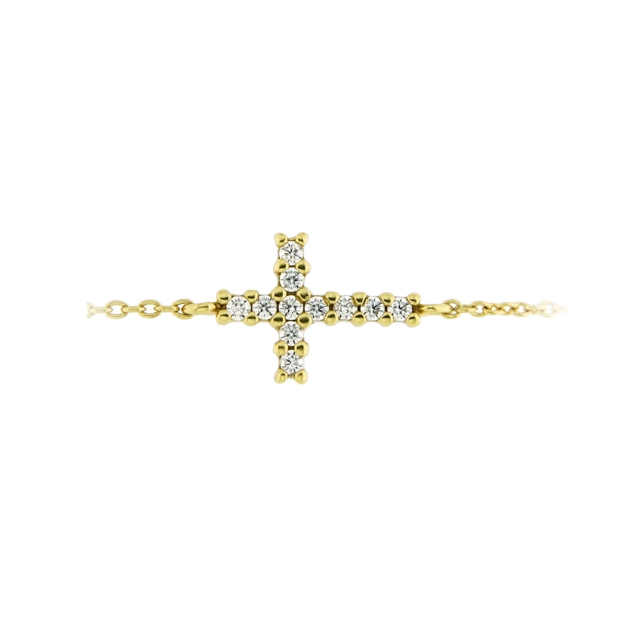 Zirkonia Armband Silber Kreuz, Mittelteil 925 Smart Steine, Jewel