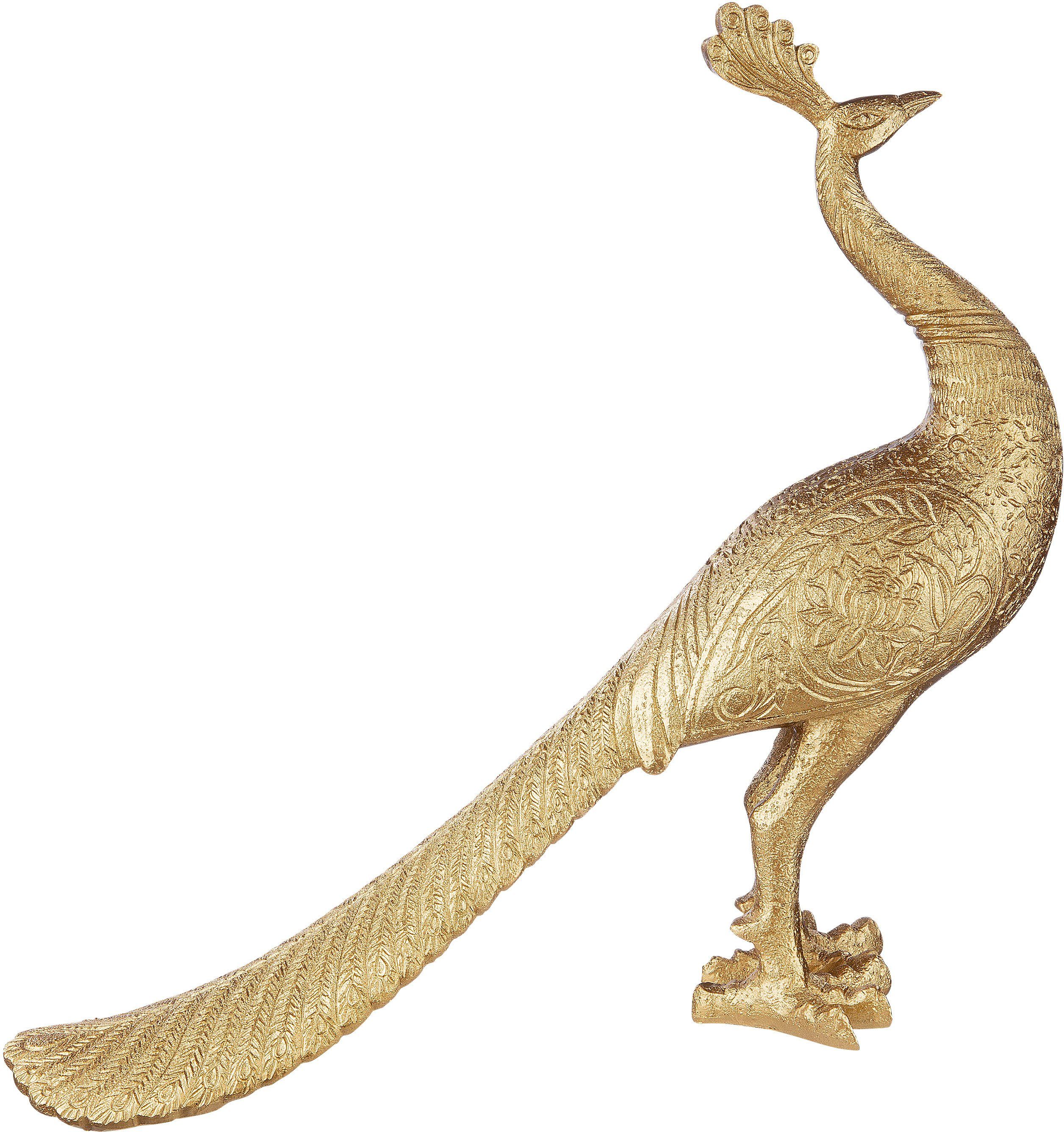 Casablanca by Gilde Dekofigur »Tierfigur Pfau, gold« (1 Stück), Dekoobjekt, Höhe 37 cm, Wohnzimmer-Otto