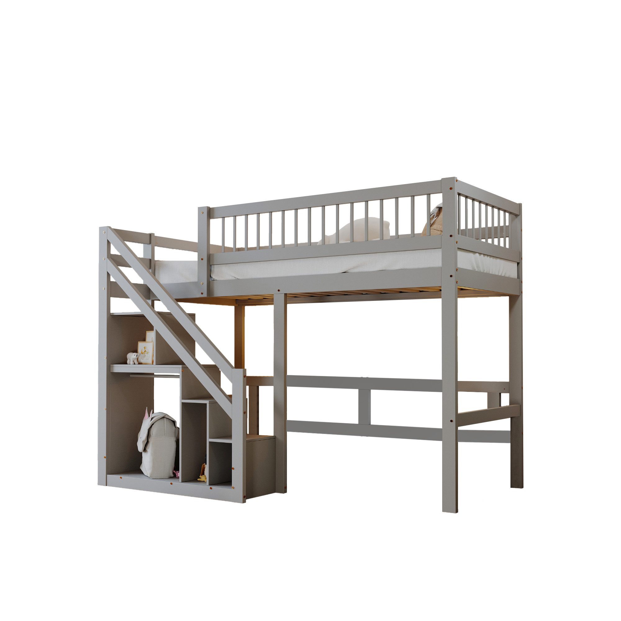 OKWISH Etagenbett Holzbett Kinderbett, Treppe mit günstig online kaufen