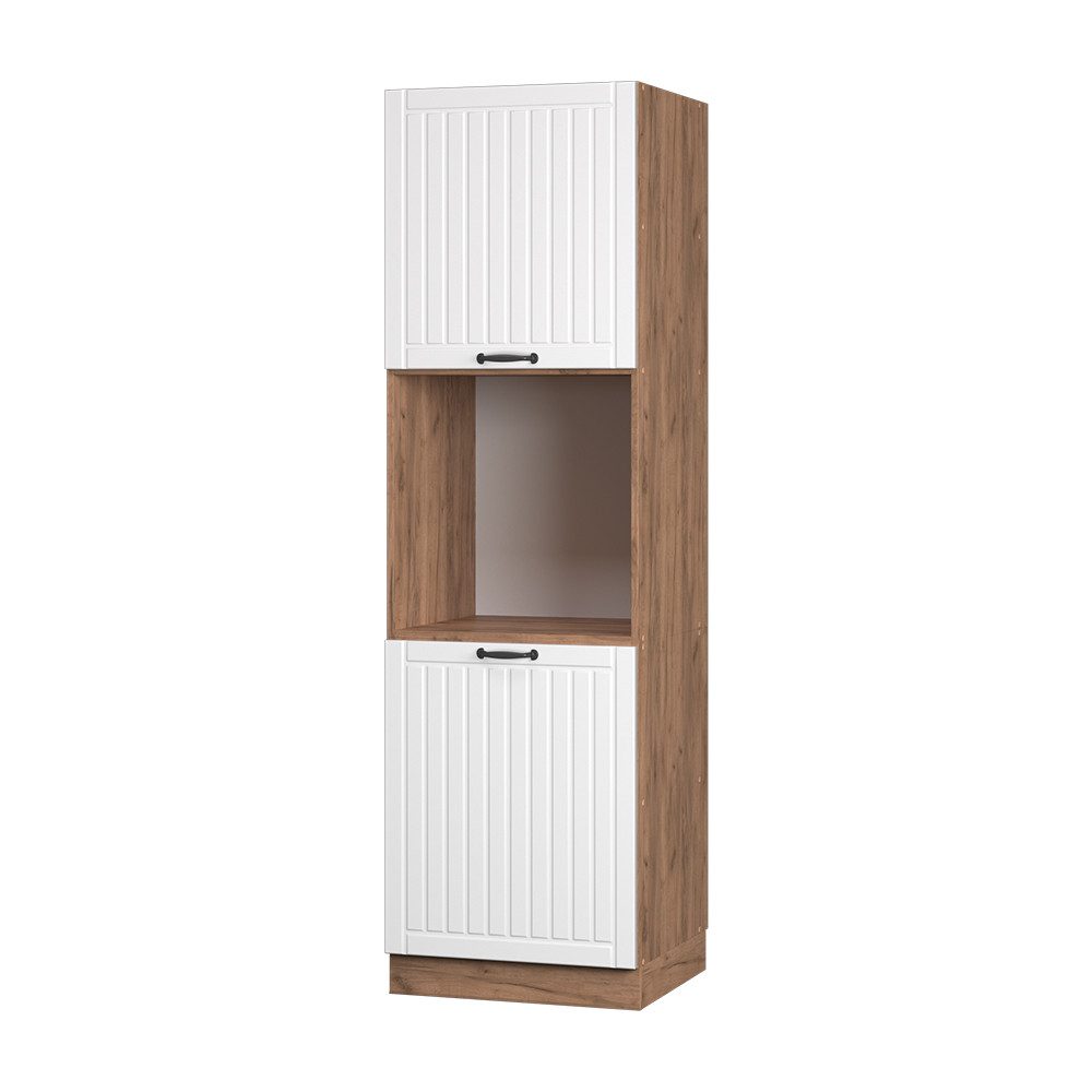 Vicco Herdumbauschrank Fame-Line, Weiß Landhaus/Goldkraft Eiche, günstig online kaufen