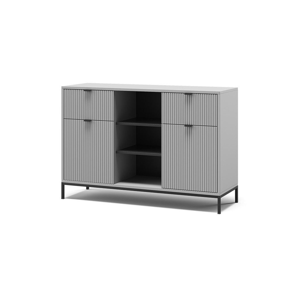 Vicco Kommode Eliza, Grau, 120 x 81.2 cm mit 2 Schubladen und 2 Türen (1 St)