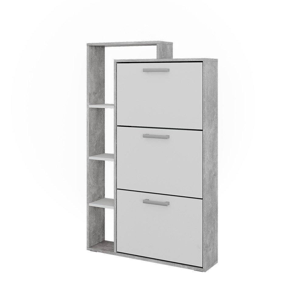 Vicco Schuhkipper Orlando, Weiß/Beton, 80 x 128.3 cm mit 3 Klappfächern (1 St)