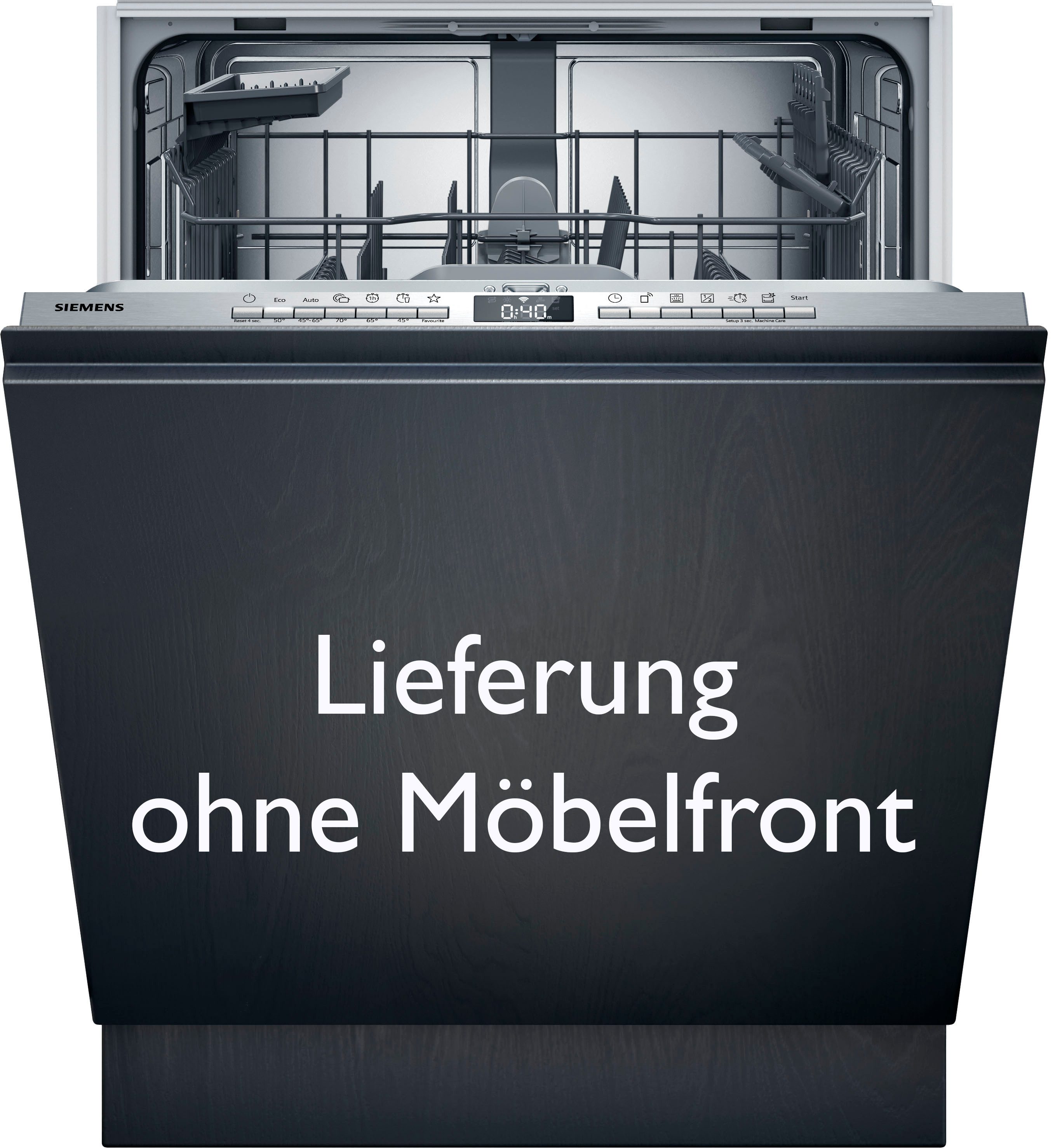 SIEMENS vollintegrierbarer Geschirrspüler iQ300 SN63EX04TE, 13 Maßgedecke, Automatische Türöffnung für Effizienz, infoLight, flexible Körbe