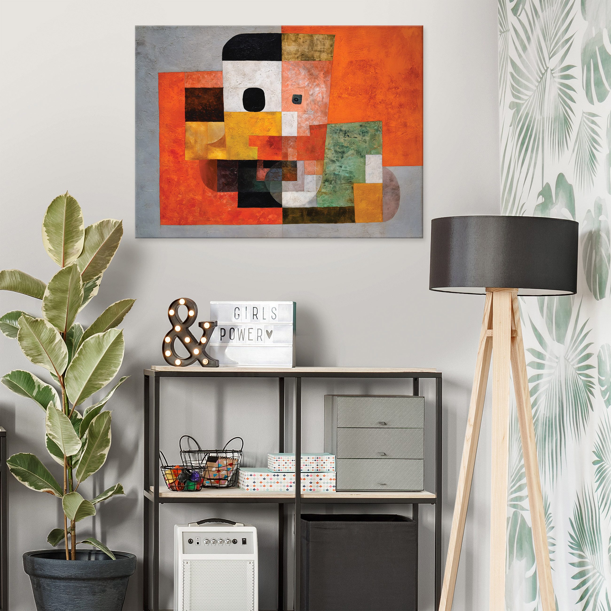 Wallarena Leinwandbild Abstrakt Kunst - Orange - Modern - Wohnzimmer, Abstrakt, 40x30x2cm