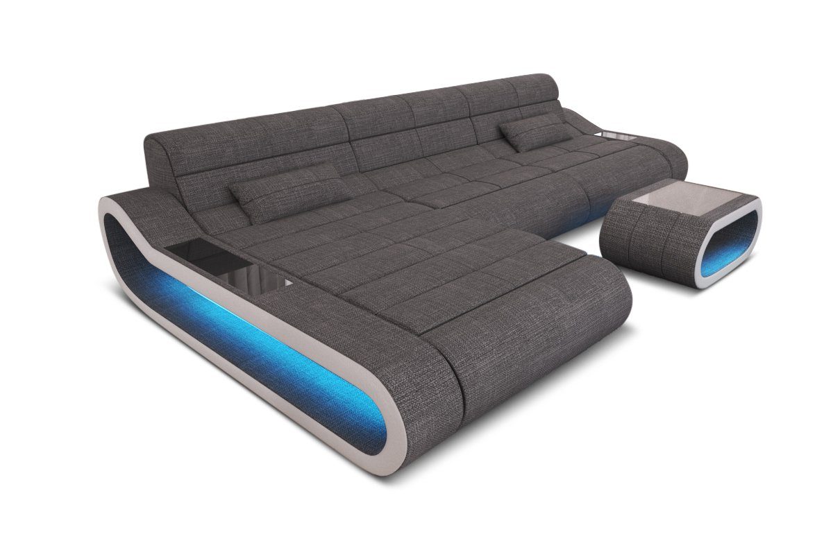 Stoffsofa, Ecksofa Grau-Weiss H5 mit ergonomischer Form Polster Sofa Rückenlehne Couch Dreams Stoff Concept L Designersofa Sofa