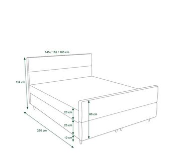 99rooms Boxspringbett Matthias (Schlafzimmerbett, Bett), 140/160/180 x 200 cm, Bettkasten, Kopfteil gepolstert