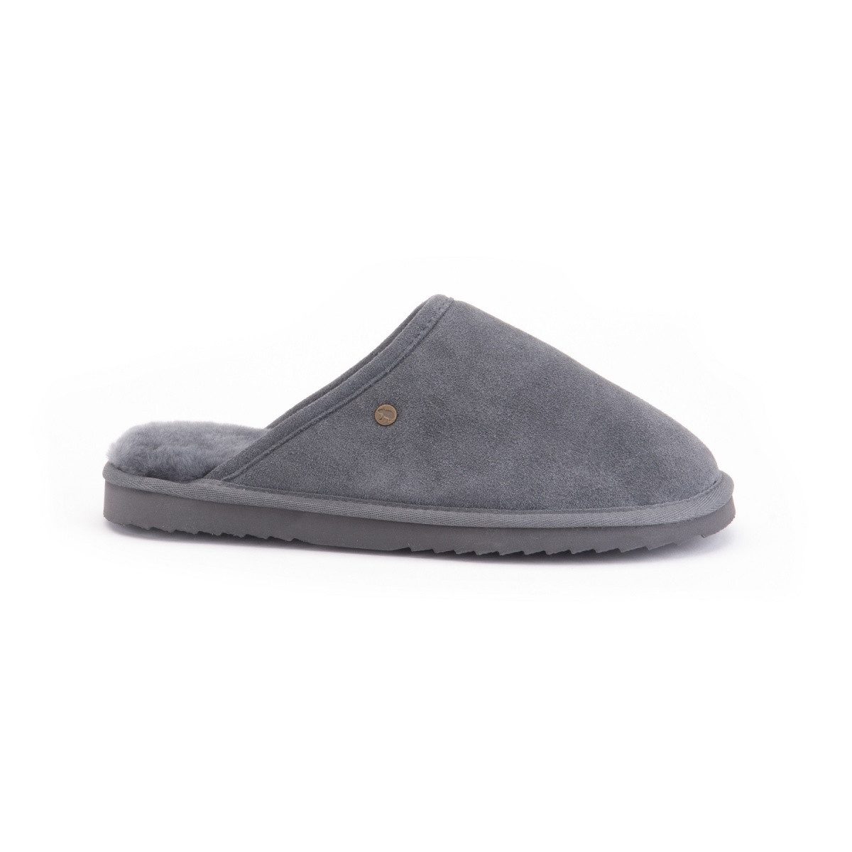 WARMBAT Pantoffel Classic Suede mit Merino Schaffell grau - 1 Paar Hausschuh