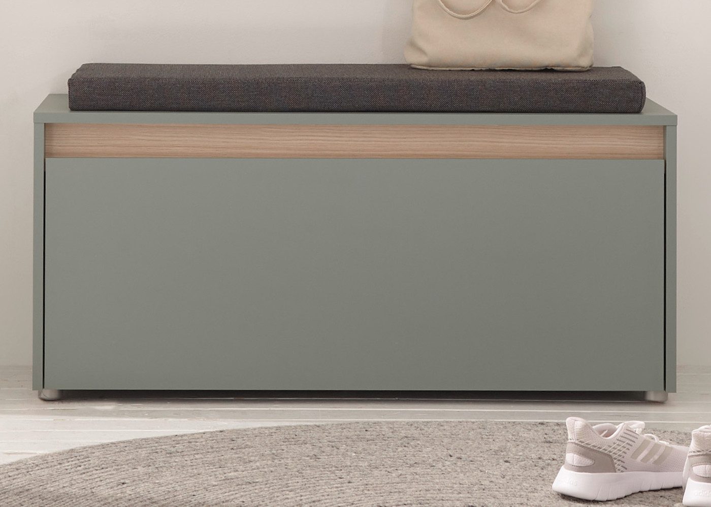 Furn.Design Schuhbank Center (Garderobenbank in Salbei Grün mit Eiche, 100 günstig online kaufen