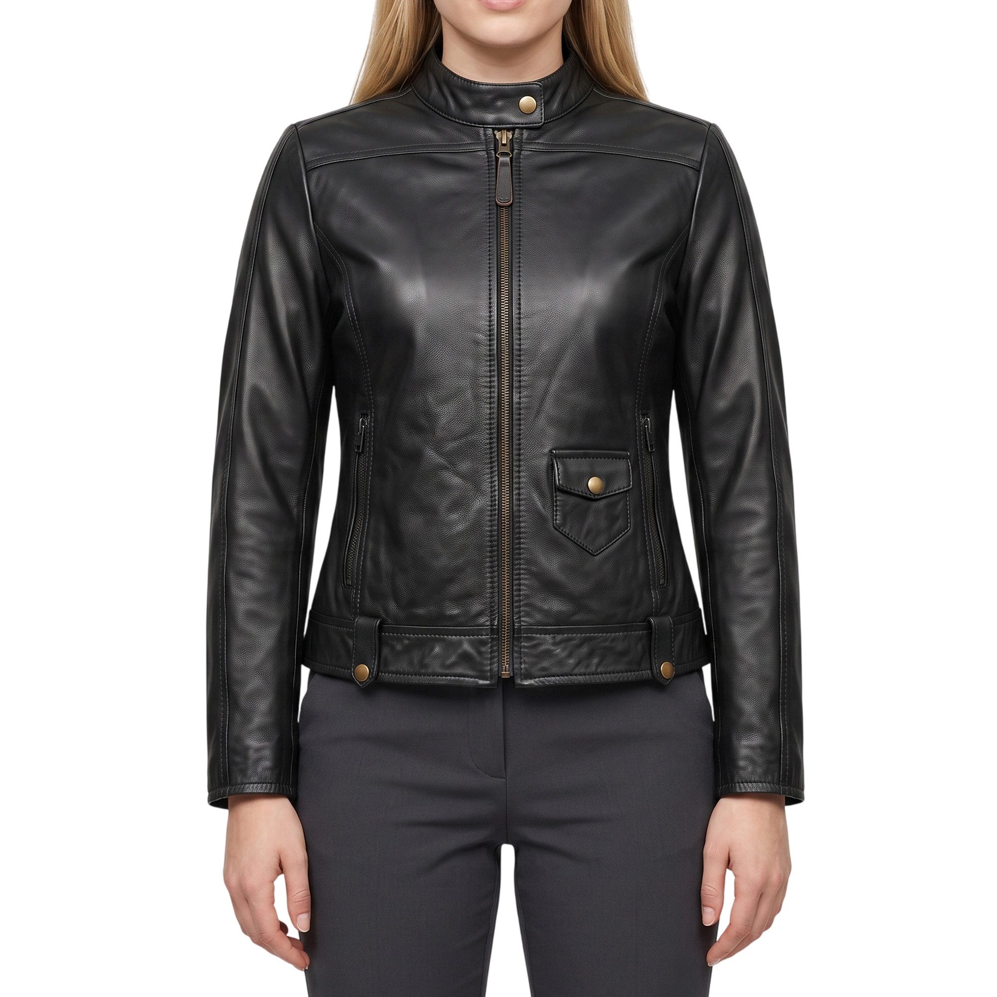 German Wear Lederjacke Trend 411J Damen Lederjacke Jacke aus Lamm Nappa Leder Schwarz