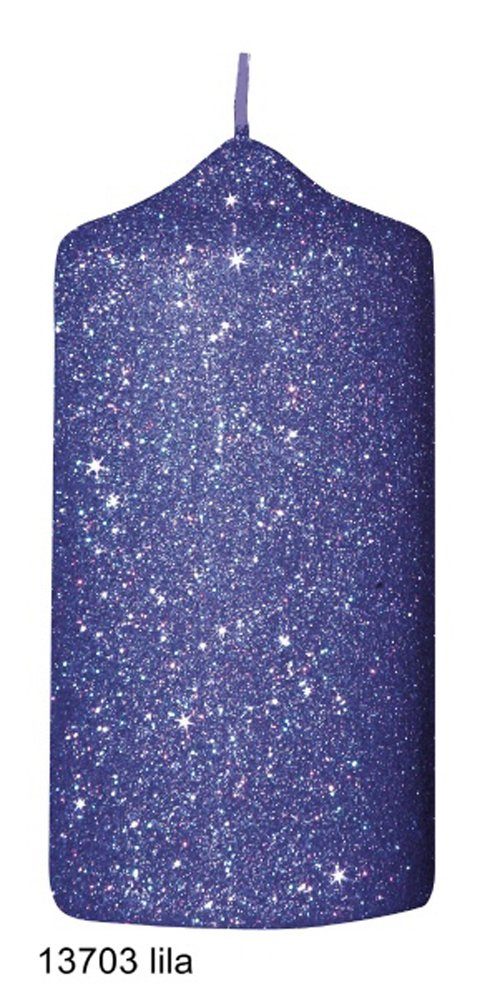Kopschitz Kerzen Adventskerze Glamour Glitter Stumpenkerzen Lila 120 x Ø 60 mm