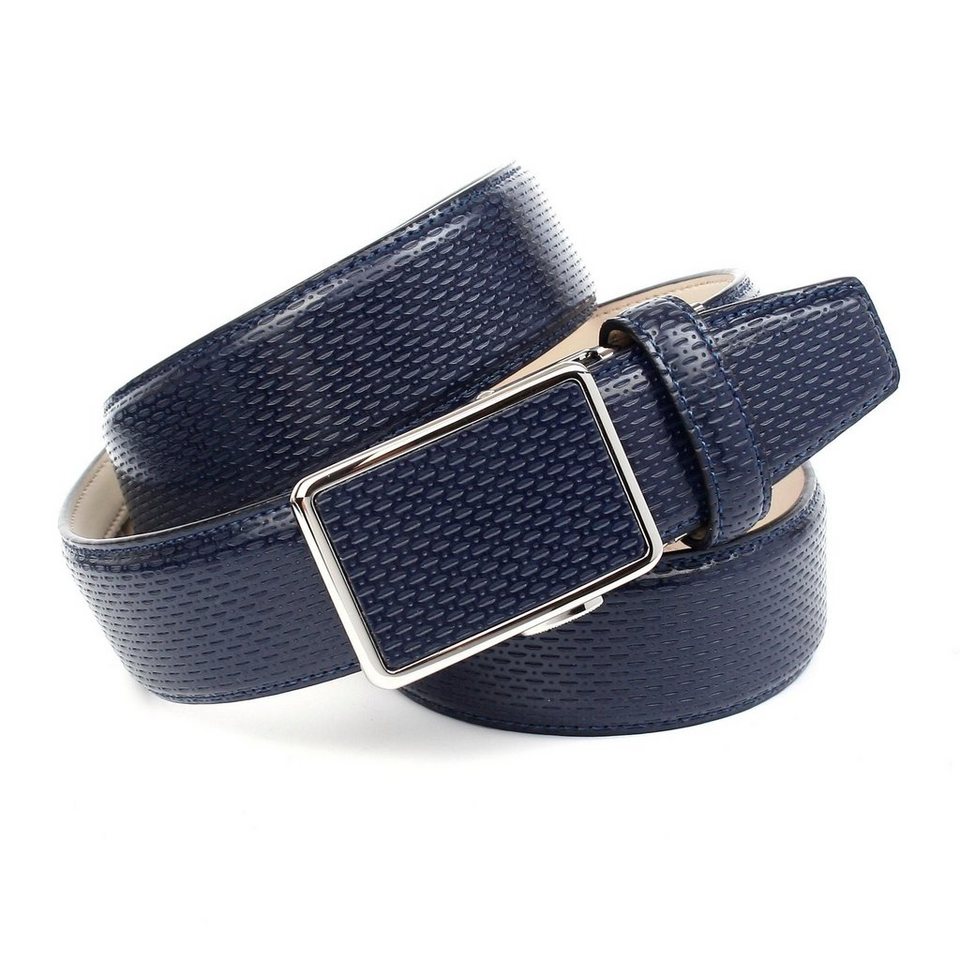 Anthoni Crown Ledergürtel für blaue Schuhe mit perforiertem Leder, Keine  Dornschließe und keine Löcher im Leder