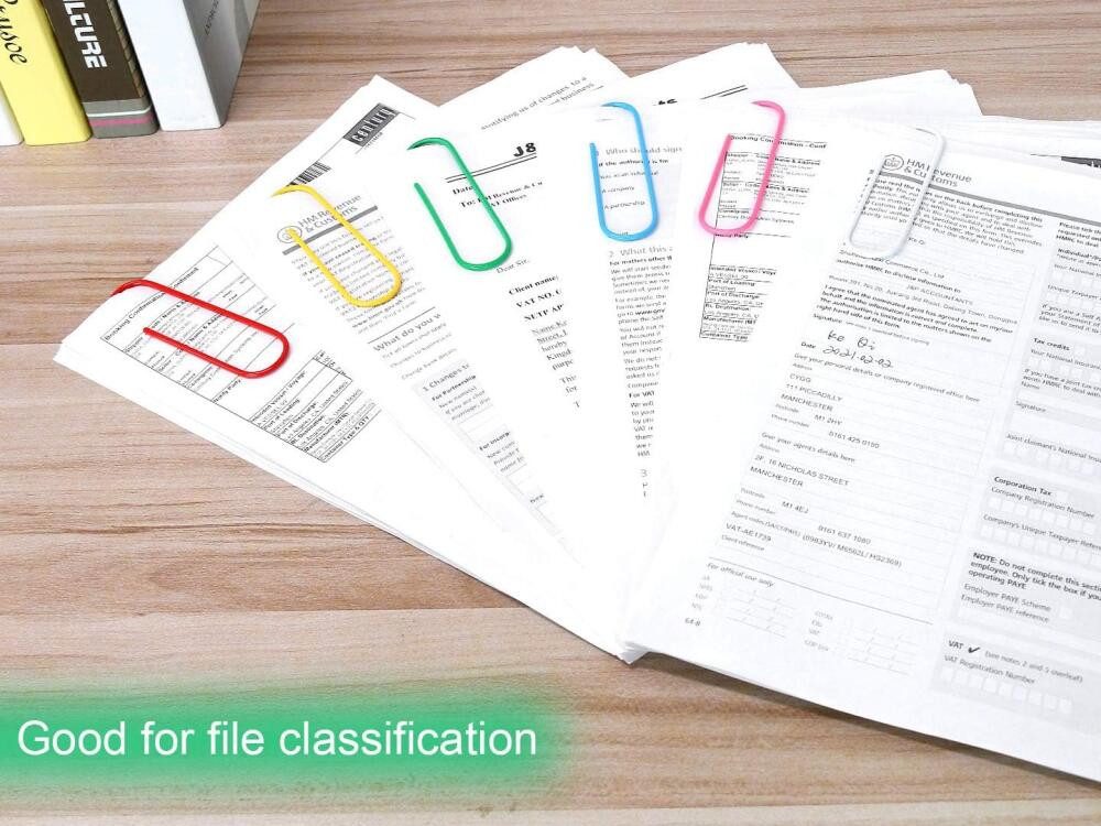 FELIXLEO Büroklammer Büroklammern Groß XXL 100mm Bunte Paperclips