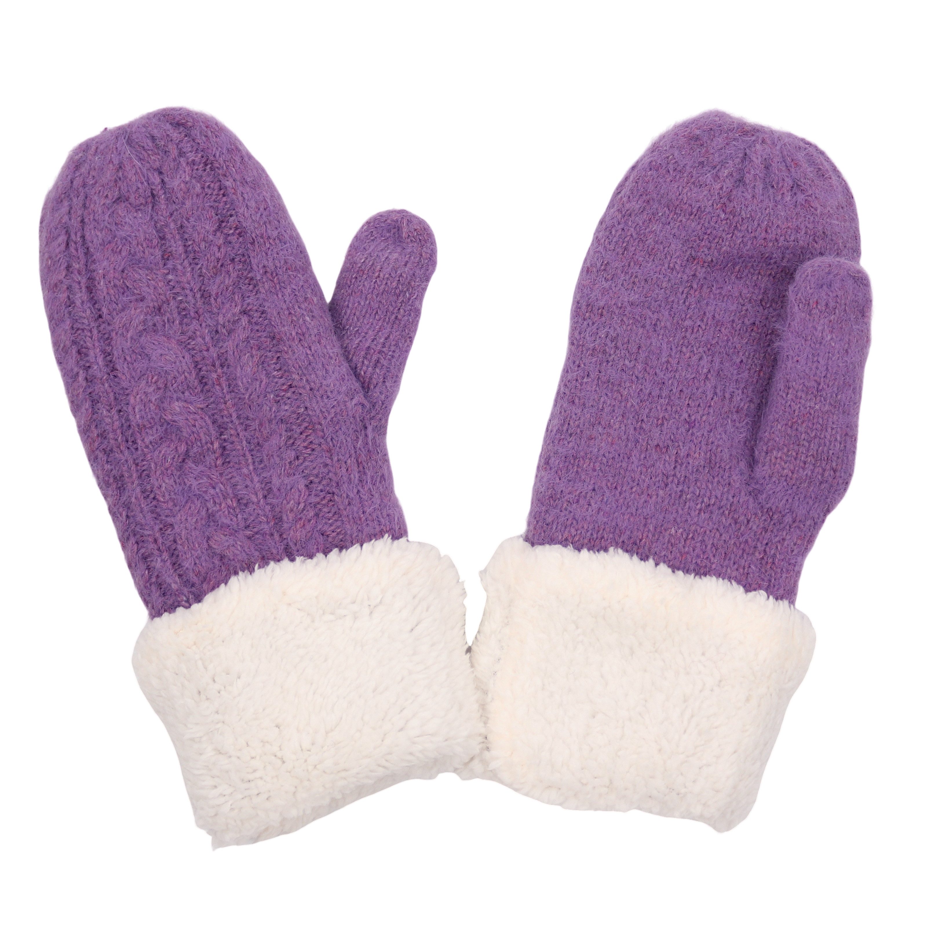 MIRROSI Strickhandschuhe Damen Handschuhe Fausthandschuhe warm durch gefüttert (Mit klassischem Zopfmuster) sehr weich und warm ideal für Herbst oder Winter