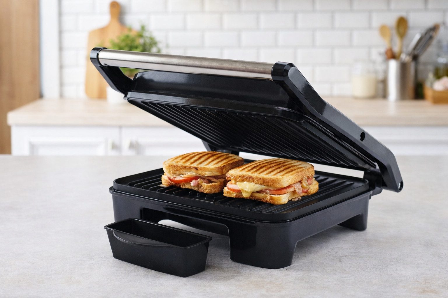 Elta Kontaktgrill Edelstahl, 2000 W, einstellbare Temperatur, antihaftbeschichtet, flexible Grillplatte