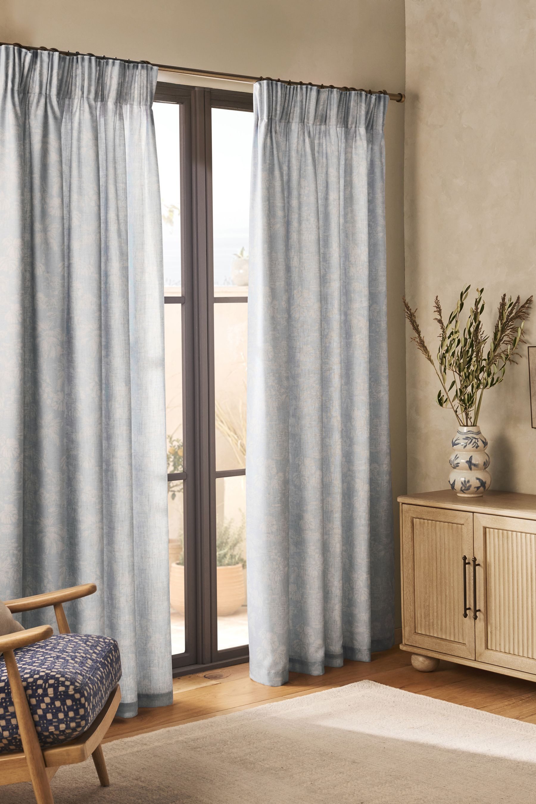 Next Vorhang Vorhänge mit Toile-Muster + Bleistiftfalten (2 St)