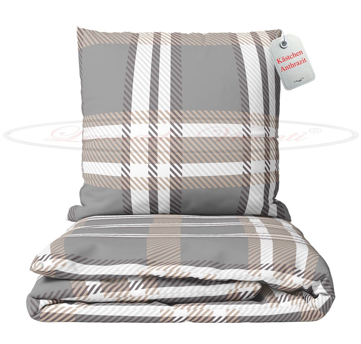 Leonado Vicenti Bettwäsche 3 tlg Winter Bettwäsche Microfaser 200x200 cm Thermo Fleece Kästchen A, Fleece, 3 teilig, flauschig