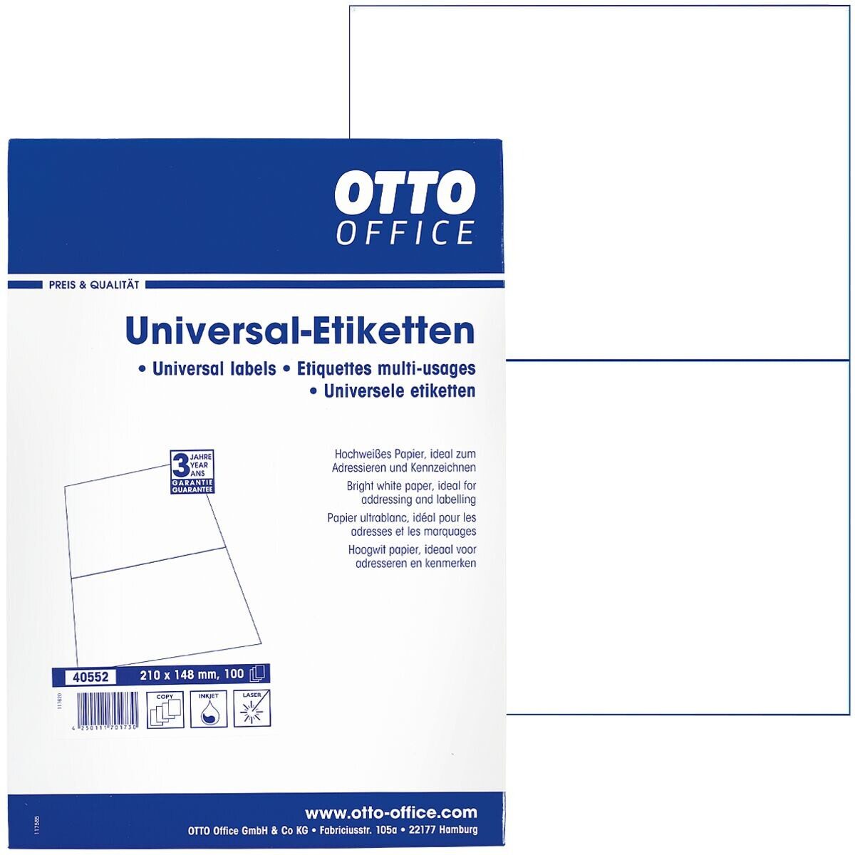 Otto Office Etiketten Standard, 200 stück, Kennzeichnung (210x148 mm), selbstklebend