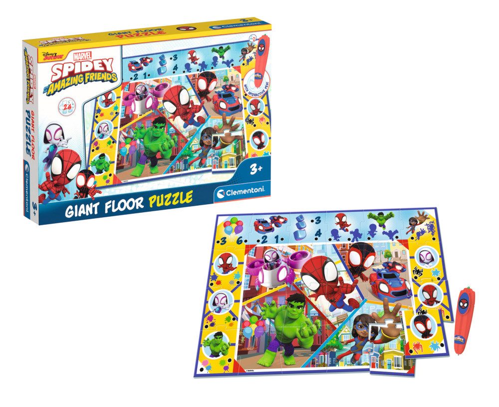 Clementoni® Puzzle Bodenpuzzle Marvel Spidey interaktiv 24 Teile, Puzzletei günstig online kaufen
