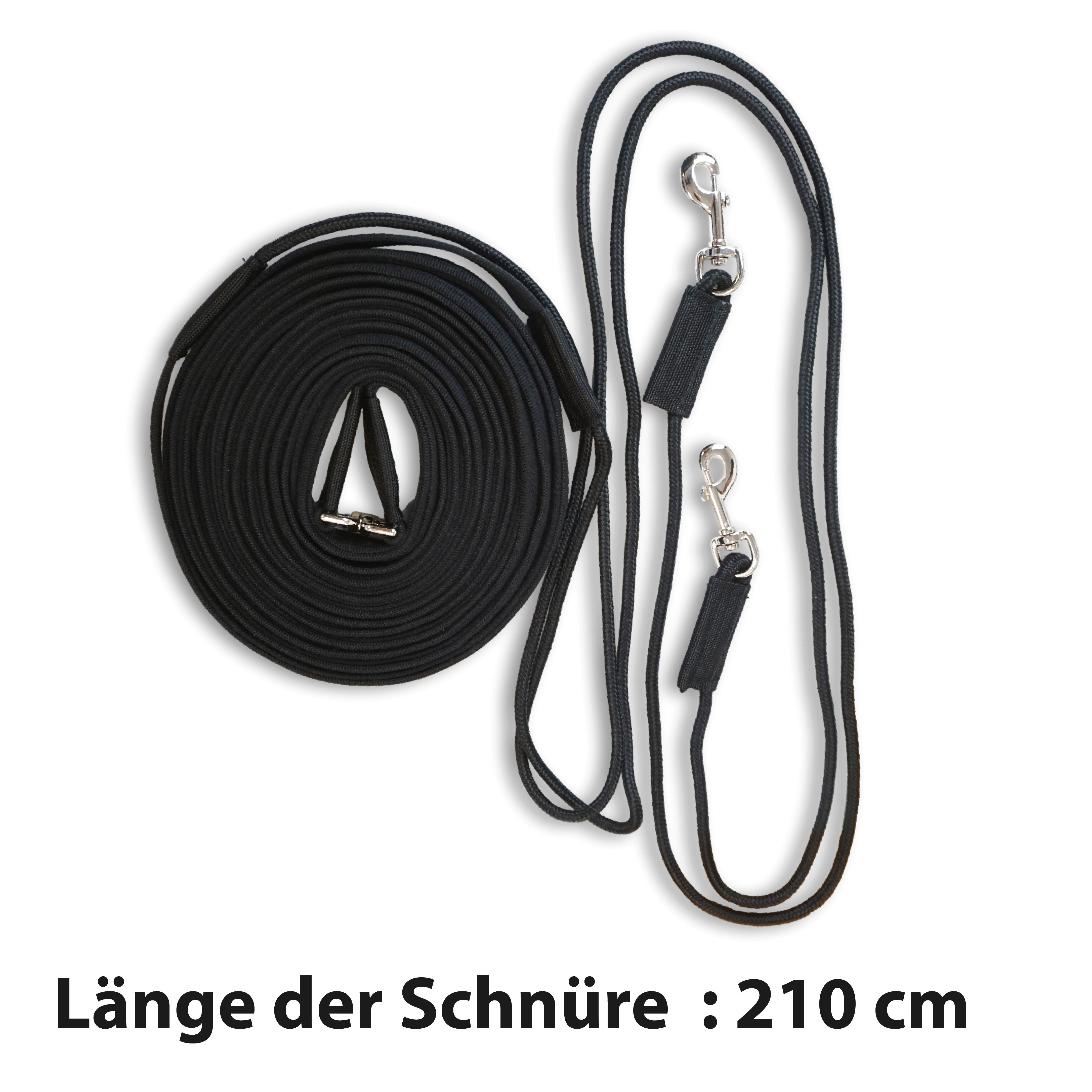 Länge Pferd Führstrick Bodenarbeit, Doppellonge Länge für Longierleine Pferdelinis schwarz 16m, 16m