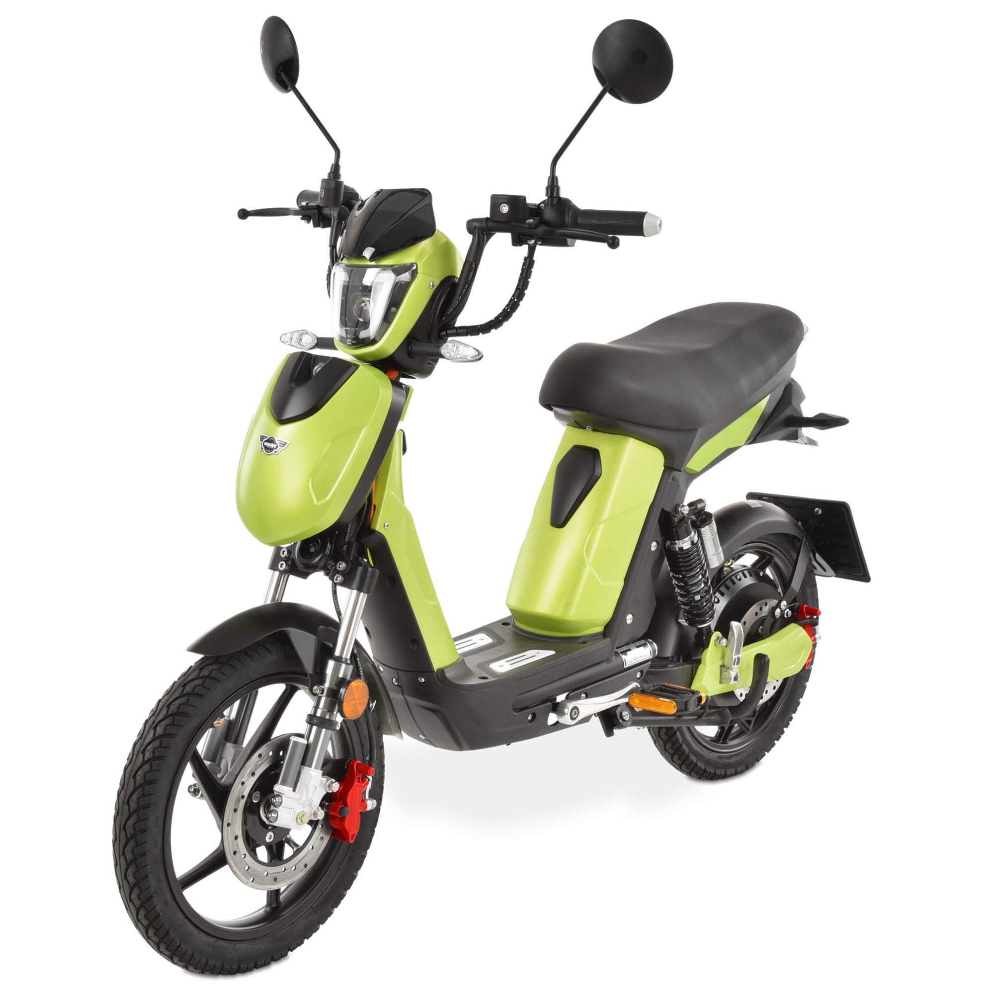 Hecht E-Mofaroller BETIS Grün 48V Akku herausnehmbar bis 40 km Reichweite, 900 W, 45 km/h, Pedalantrieb, LED-Beleuchtung, Scheibenbremsen, Funkfernbedienung