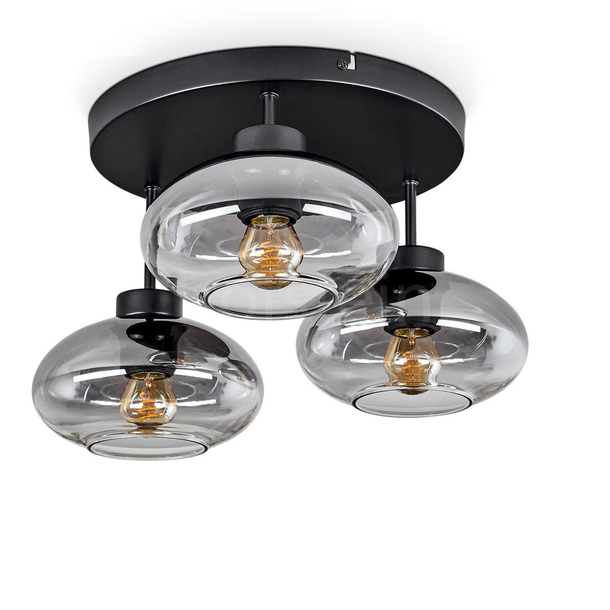 hofstein Deckenleuchte moderne Deckenlampe aus Metall/Glas in Schwarz/Rauch günstig online kaufen