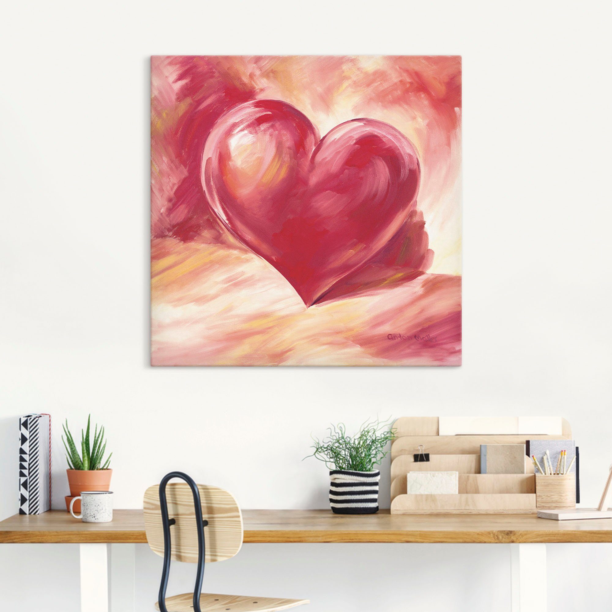 Artland Wandbild Rosa/rotes Herz, Herzen (1 günstig online kaufen