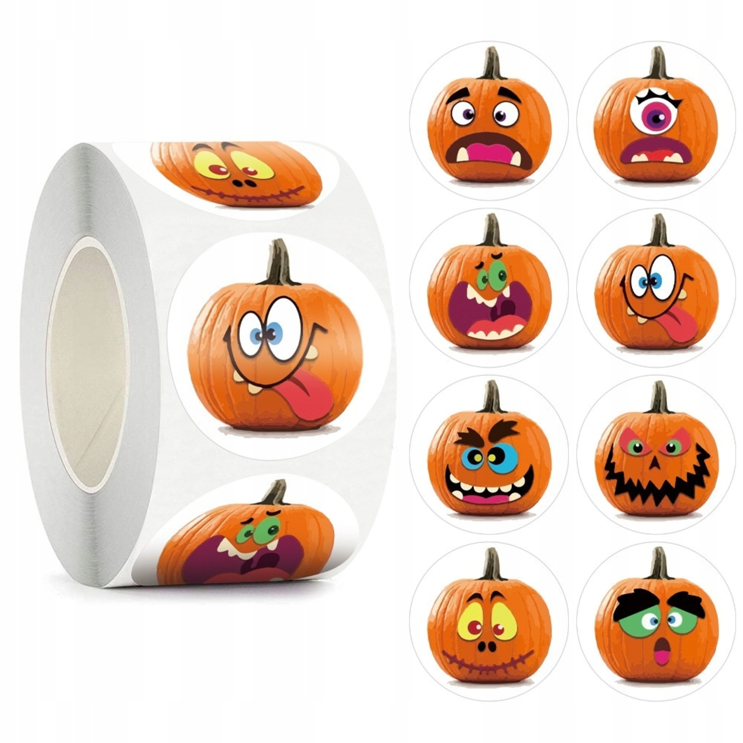 Festivalartikel Aufkleber Halloween Aufkleber Kürbis 500 Stück Sticker Rolle Party Kinder Deko, (1tlg)
