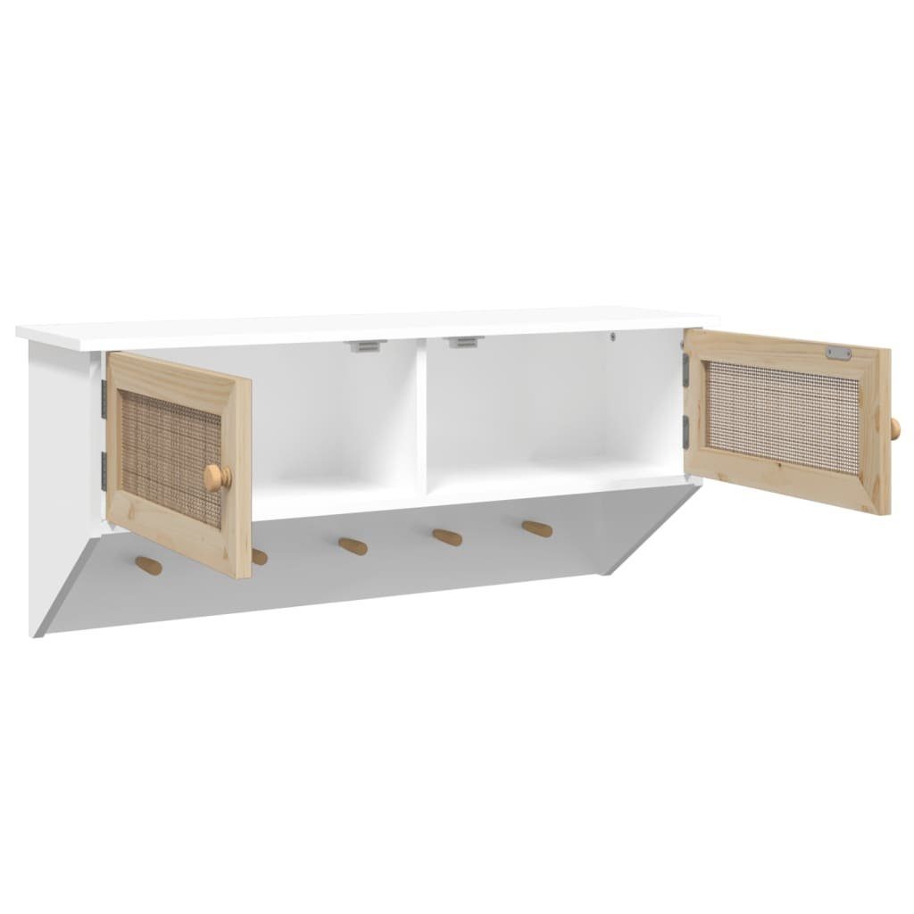 Weiß Rattan vidaXL Holzwerkstoff Wandgarderobe Natur und Garderobe