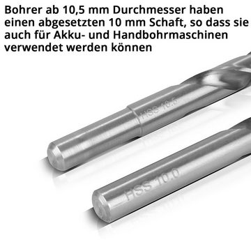 STAHLWERK Bohrersatz HSS Holz-Spiralbohrer 25er Set 1-13 mm DIN 338, Holzbohrer, HSS-Bohrer, Bohrer-Satz, Bohrer-Set mit geschärften Kanten