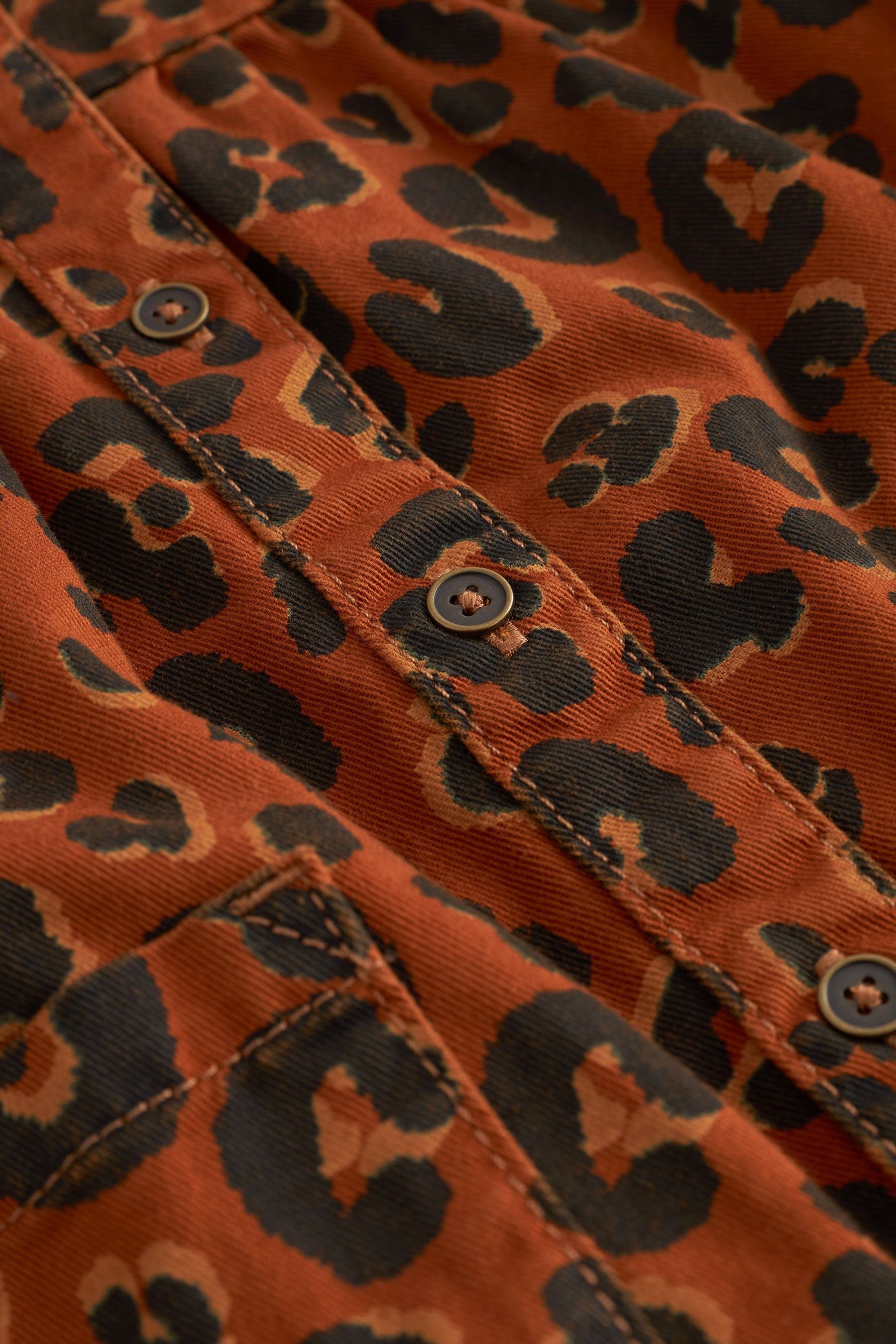 Next Blusenkleid Tan/Animal Print aus (1-tlg) Hemdkleid Baumwolle