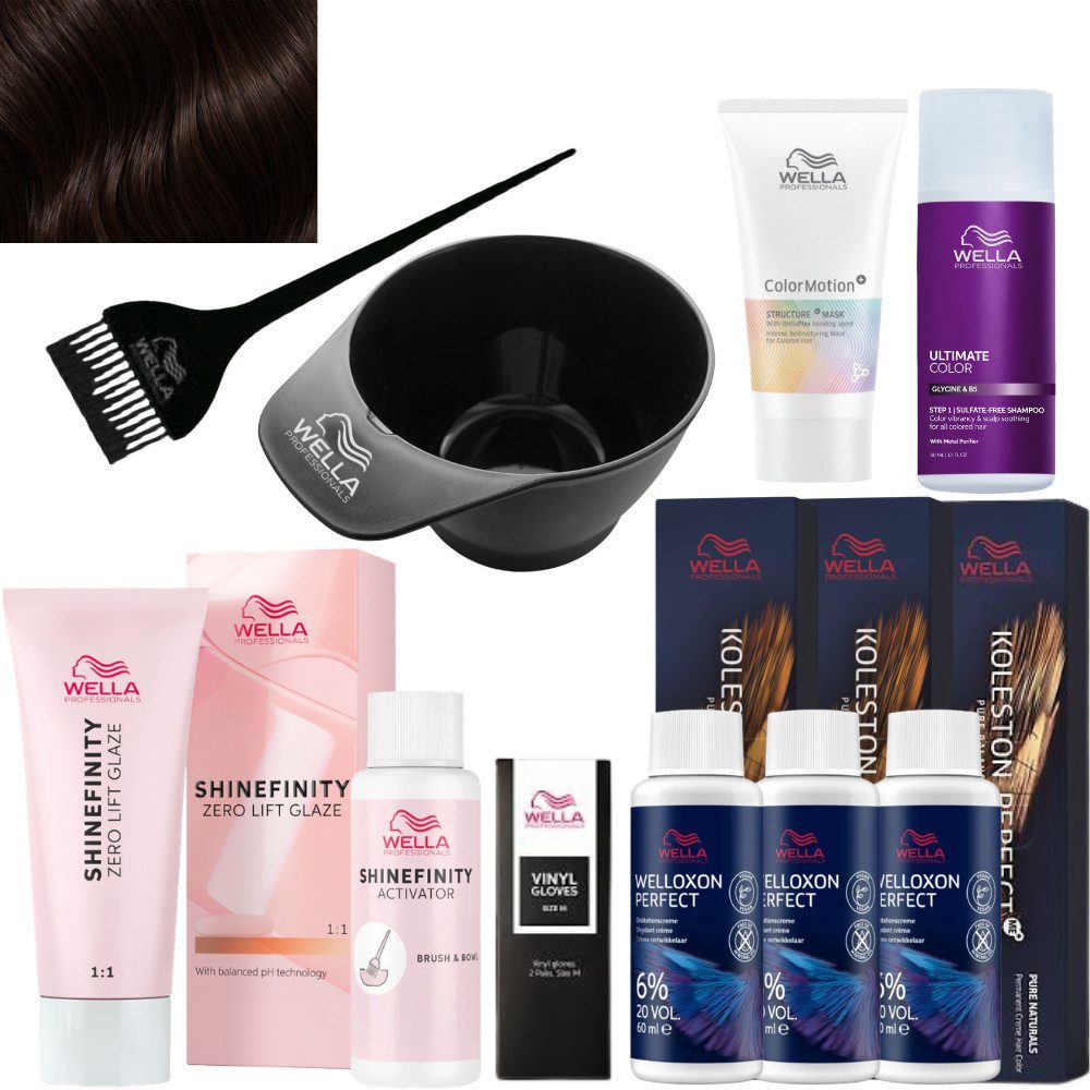 Wella Professionals Haarfarbe Perfect Color Kit - Espresso Martini Brunette, Komplettes Haarfärbeset mit Pflege, 13-tlg., Professionelles Salon-Finish für Zuhause