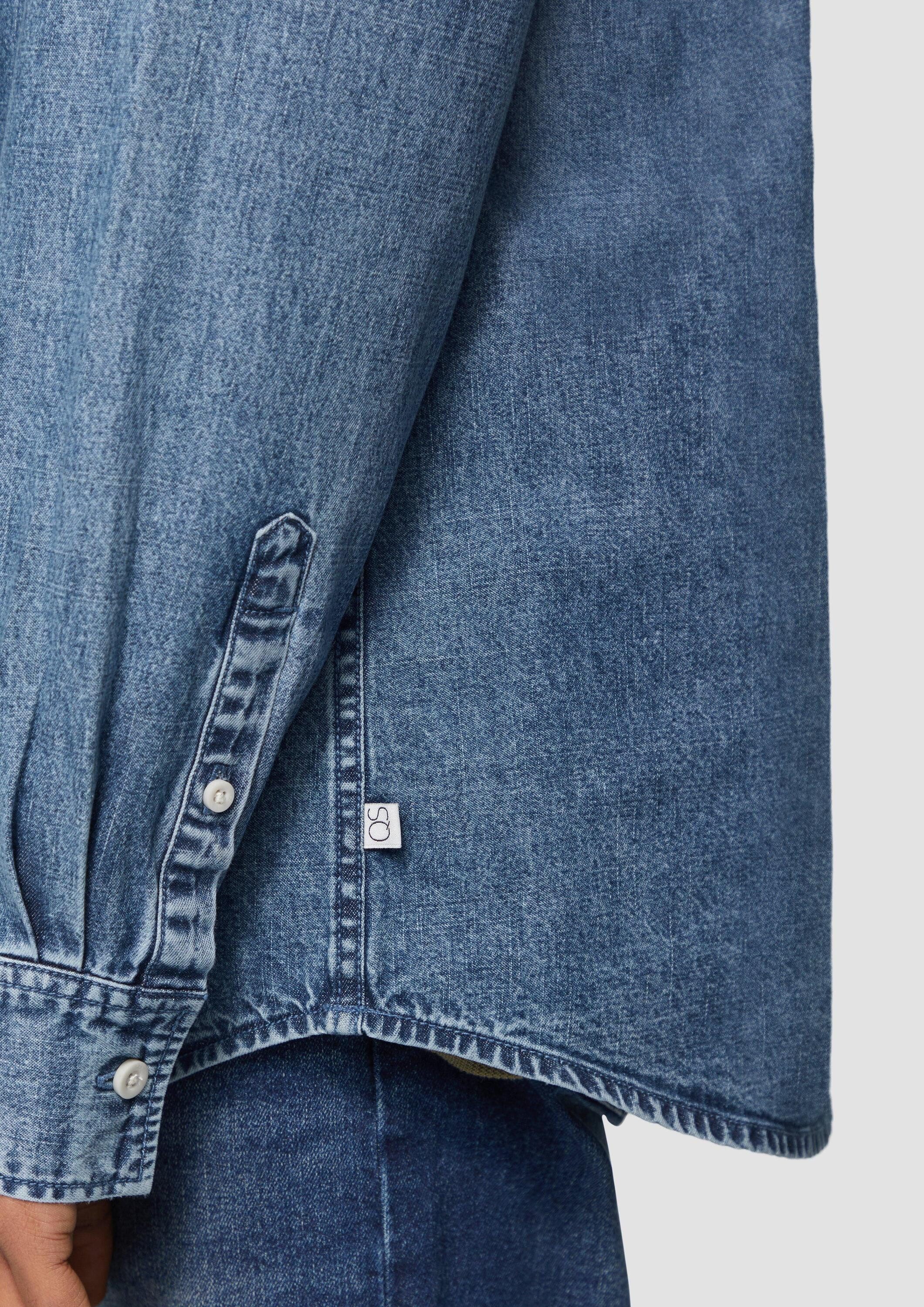 QS Langarmhemd Hemd Regular Fit: Jeanshemd