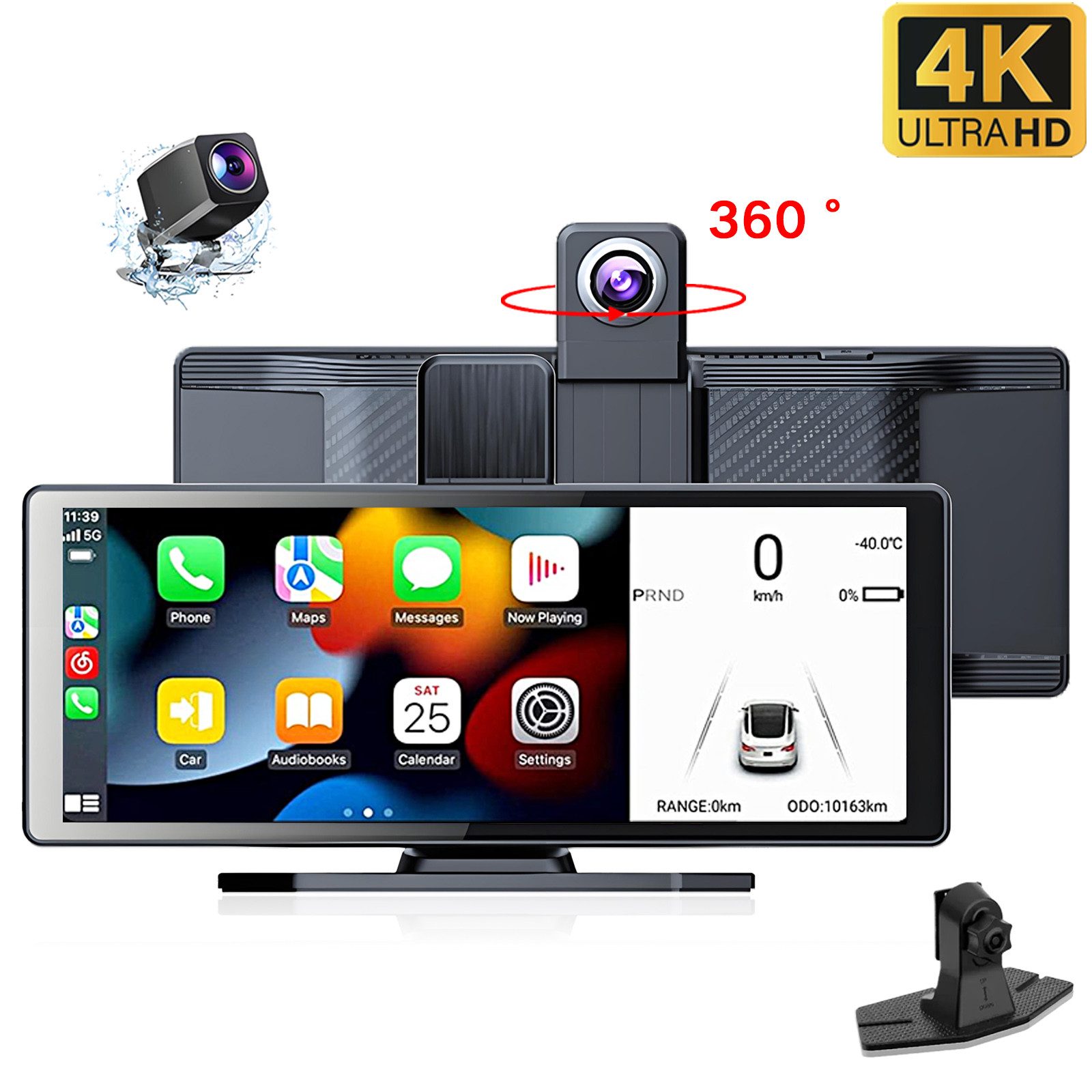 Fyrove Dashcam Auto, Autokamera,Kamera Carplay mit GPS Navigationsgerät Dashcam (Android Auto, Apple carplay, WLAN(Wi-Fi), 10.26 Zoll,für Auto LKW PKW,Wohnmobil Auto-Stereo-Touchscreen)
