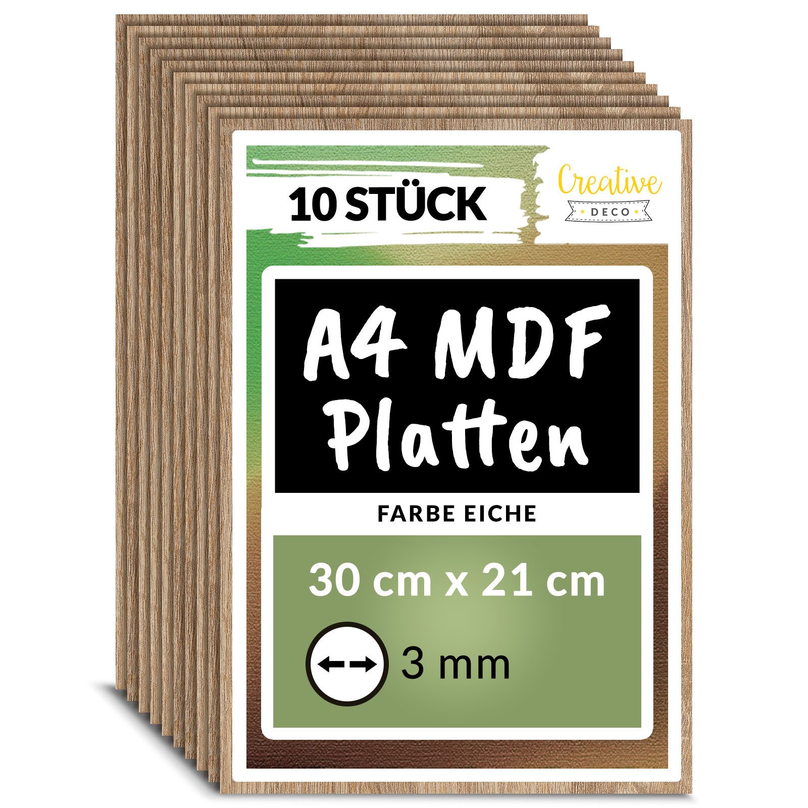 Creative Deco Bastelnaturmaterial A4 MDF Platten, 300 x 210 x 3 mm Dünne Holzpla