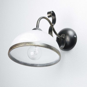 Licht-Erlebnisse Wandleuchte ANTICA, ohne Leuchtmittel, Wandlampe Messing Weiß Glas Metall Schlafzimmer Flur Wohnzimmer Lampe